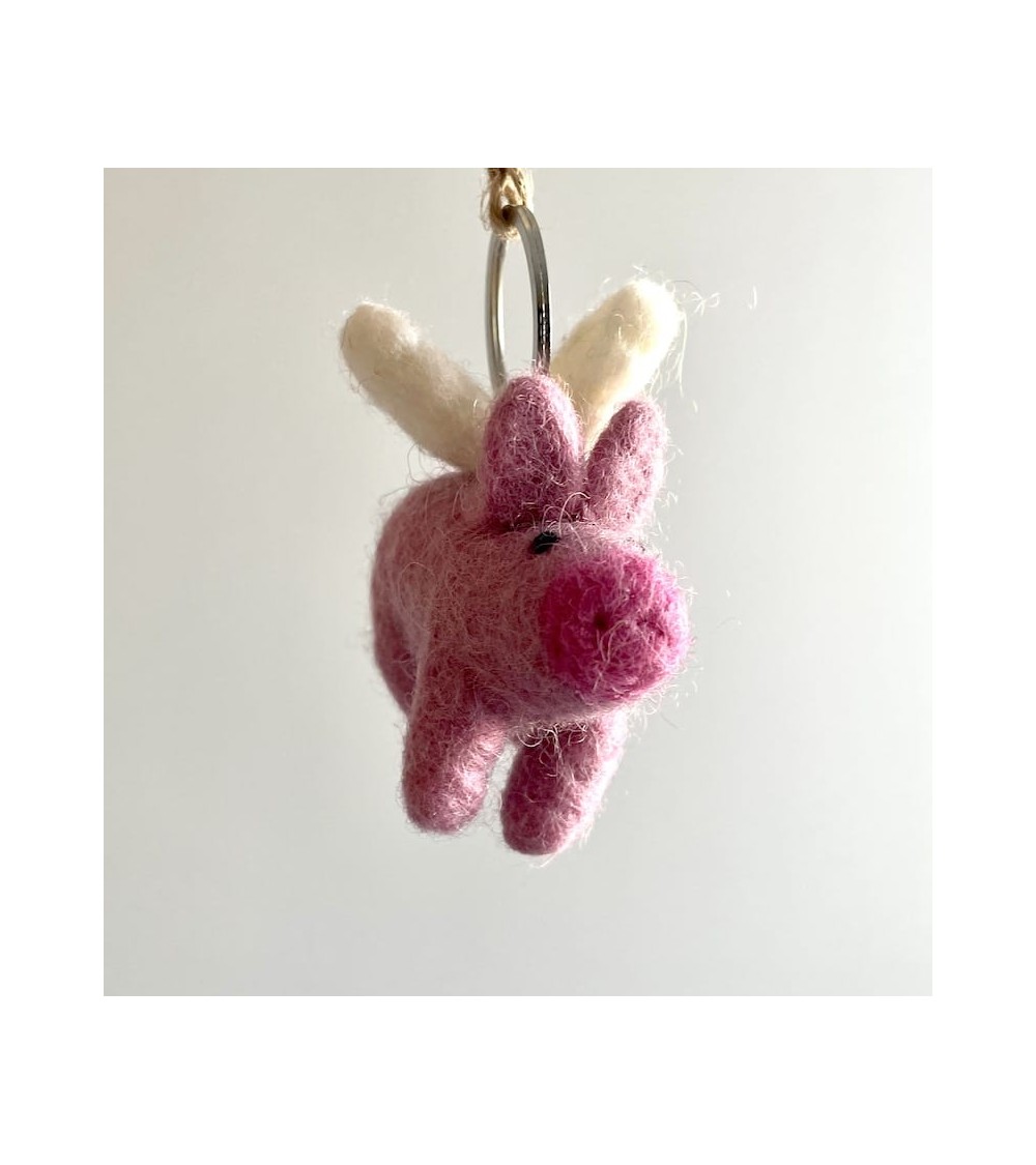 Flying Pig - Cool Handcrafted Keychain Felt so good original gift idea switzerland